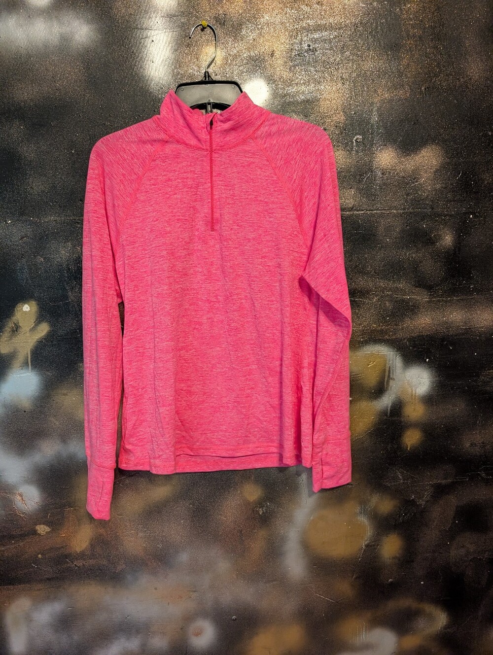 Ideology Women's Heathered Pink Quarter-Zip Mock Neck Top